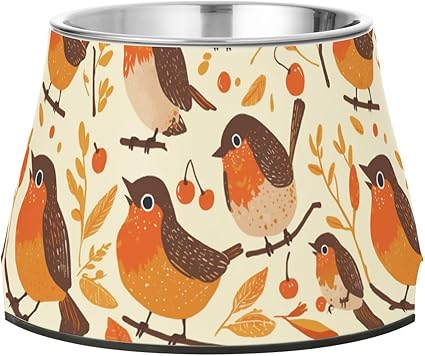 Миски для кошек Orange Birds Simple Pet Bowls из нержавеющей стали с нескользящей поверхностью, идеально подходящие для кошек с красивыми усами.