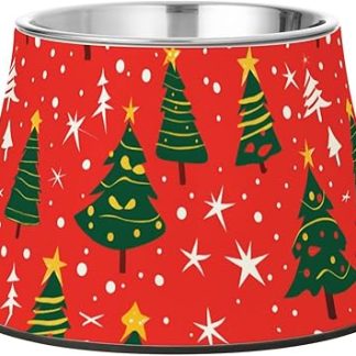 Счастливого Рождества на красном фоне! Усовершенствованные миски для воды из нержавеющей стали для кошек, которые медленно едят. Облегчение для усов.
