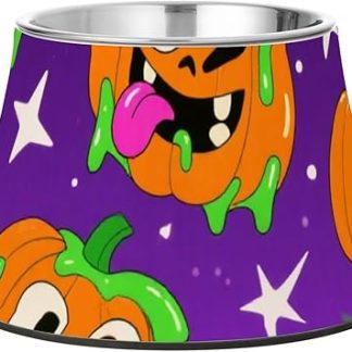 Зловещая оранжевая тыква, миски для кормления собак на Хэллоуин, улучшенная миска из нержавеющей стали для кошек и мелких домашних животных, средство для облегчения кормления кошек.