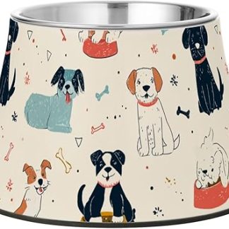 Милые миски для собак светло-кремового цвета с подставкой из нержавеющей стали, миски для медленного кормления собак с усами.