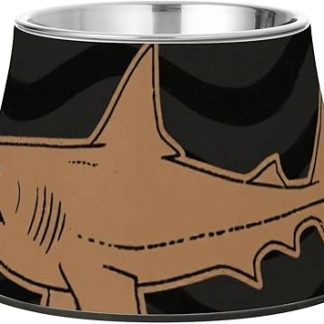 Миски для кошек Angry Animal, Shark, Fish, Brown, Khaki, Black с подставкой, из нержавеющей стали, с подставкой, для медленного кормления, удобные для кошек с усами, Plato