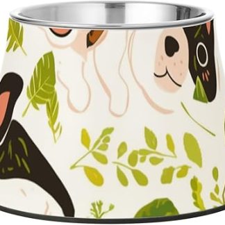 Миска для кошачьего корма Simple Boston Dogs Green Spring Dog Bowl Raised Stainless Steel Cat Food Bowl for Medium Dogs Relief Plato Para Perro