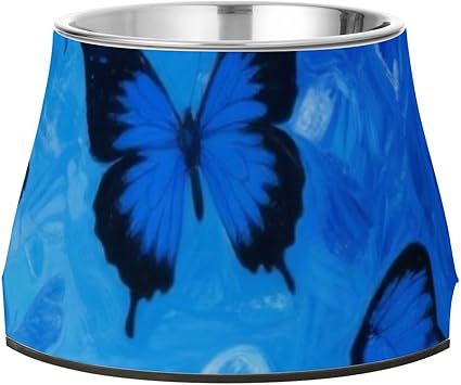 Миски-кормушки для собак Blue Butterfly с подставкой, из нержавеющей стали, для кошек, которые едят медленно.