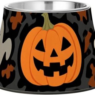 Миски для собак на Хэллоуин с оранжевым леопардовым принтом и тыквой, приподнятые миски для кошачьего корма из нержавеющей стали, миски для медленного кормления, средство для облегчения кормления Усы (Comederos para perros).