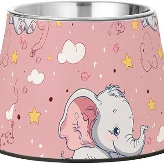 Миска для еды и воды с изображением милых коричневых слонов, нескользящая, из нержавеющей стали, для маленьких собак, для снятия раздражения кожи на усах.