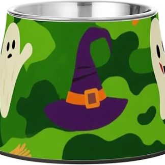 Миска для корма для собак в камуфляжной расцветке «Тыква» на Хэллоуин с подставкой, из нержавеющей стали, для средних собак. Миска для корма для собак Whiskers Friendly Platos para perros.