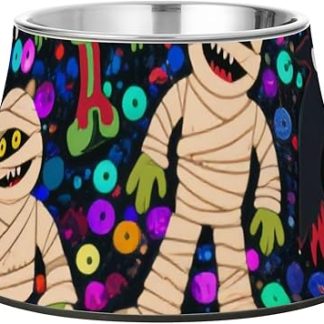 Страшные миски для кормления собак на Хэллоуин в виде тыкв и зомби, нескользящая миска для воды из нержавеющей стали для маленьких собак, удобная для собак с усами.