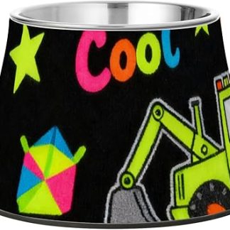 Крутая миска для домашних животных в радужно-черном цвете из нержавеющей стали с нескользящей поверхностью для мелких животных. Усталость от усов. Пластиковая миска для собак.