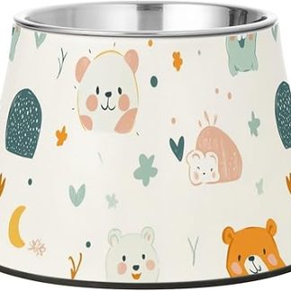 Детская мультяшная милая миска для воды с животными ярких цветов, нескользящая, из нержавеющей стали, подходит для маленьких собак, не пачкает усы.