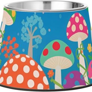 Миска для корма для домашних животных в виде мультяшного гриба и звезды, нескользящая миска для воды из нержавеющей стали для средних собак, миски для усов, cuencos elevados para perros