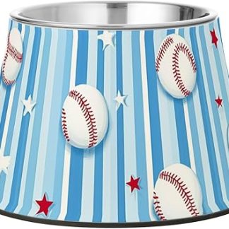 Миска для воды для собак в форме бейсбольного мяча и полосок, приподнятая, из нержавеющей стали, для маленьких собак, чтобы предотвратить усталость и раздражение шерсти.