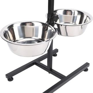 Регулируемая подставка для мисок для собак Fabater, приподнятая кормушка для домашних животных из нержавеющей стали с 2 мисками для средних и крупных собак, регулируемая приподнятая станция для кормления.