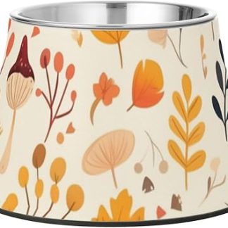 Миски для домашних животных с осенними листьями и тыквами, приподнятые миски из нержавеющей стали для медленного кормления собак, удобное кормление