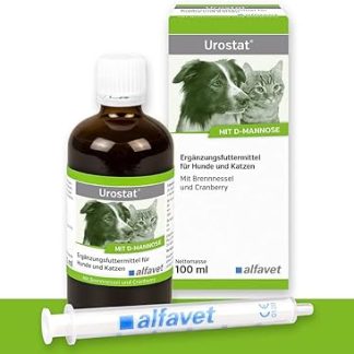 Alfavet Urostat — дополнительный корм для собак и кошек, снижающий образование камней в мочевыводящих путях, с крапивой и золотарником, 100 мл, дозирующий шприц.