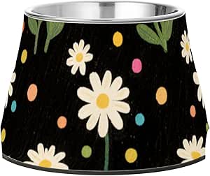 Миска для корма для домашних животных Daisy Flower Black Colorful Pet Food Bowl with Stand Stainless Steel Cat Food Bowls Slow Feeding Convenient Feeding Plato Para Gatos