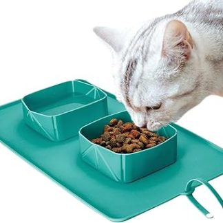 Дорожная миска для еды и воды - складной поднос для еды и воды - нескользящая дорожная миска для кошек и щенков, для походов, кемпинга, прогулок в парке.