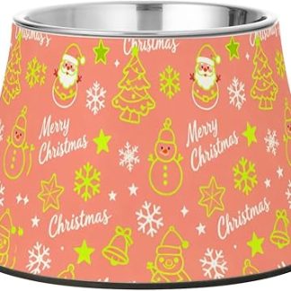 Рождественская миска для собак в виде снеговика и Санта-Клауса, розово-зеленая, из нержавеющей стали, для медленного кормления кошек и собак, для снятия усталости и отеков.