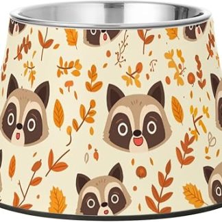 Милая осенняя миска для еды и воды для собак с подставкой, из нержавеющей стали, для маленьких питомцев, способствующая медленному поеданию пищи.