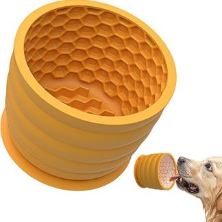 Интерактивная миска для собак, силиконовая миска для лизания объемом 620 мл, с присосками, игрушка для кормления для собак мелких, средних и крупных пород, развлекает и увлекает собак, 12 x 9 см.