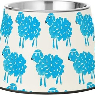 Стильная приподнятая миска для воды для домашних животных бирюзового и белого цвета, изготовленная из нержавеющей стали, для медленного кормления собак. Удобная подача воды.