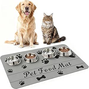 Подстилка под миску для собак и кошек, 50x30 см, впитывающая подстилка для кормления домашних животных, водонепроницаемая, нескользящая подстилка для миски, впитывающая подстилка для миски с кошачьим кормом, подстилка для