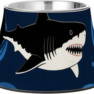 Улучшенная миска для кормления собак Blue Circles Shark Feeder из нержавеющей стали для медленного кормления собак. Удобная миска для кормления собак.