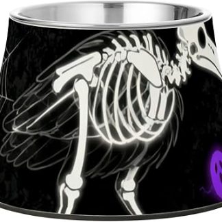 Миска для домашних животных в виде птичьего скелета на Хэллоуин, нескользящая, из нержавеющей стали, для собак, для медленного кормления, с усами, от усталости.