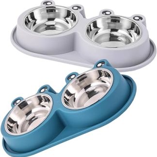 Набор из 2 мисок для кормления собак Sosoport, для воды и корма, из нержавеющей стали.