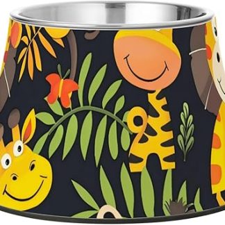 Миска для корма для домашних животных в виде жирафа и обезьяны из мультфильма с подставкой, из нержавеющей стали, для кошек, простые миски для маленьких питомцев, удобные для усов, отдельные миски для корма.