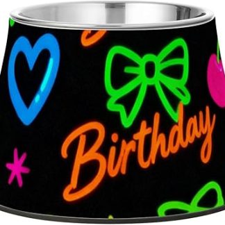Миска для еды для собак в виде медведя с неоновым бантом «С днем рождения» из улучшенной нержавеющей стали. Незаменимые миски для ваших питомцев, которые медленно едят. Platos para perros para comer lento