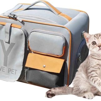 Dog Backpack, Pet Backpack with Upgrade Waist Cushion Design to Better Fit The Waist, Ventilated Soft Cat Backpack for Travel, Hiking, Camping(Gray)