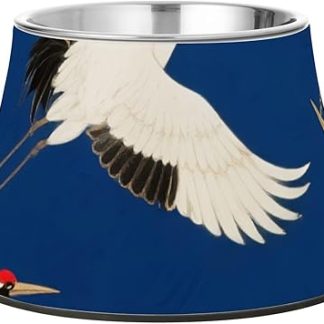 Сине-золотая миска для собак в виде японского журавля-облака, улучшенная миска для кошек из нержавеющей стали для медленного поедания. Plato para perros para comer lento