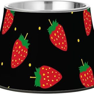 Минималистичная черная миска для домашних животных «Клубника» с подставкой, из нержавеющей стали, для собак, кошек, кроликов и птиц, для снятия раздражения кожи.