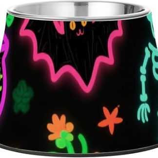 Яркая флуоресцентная тыква на Хэллоуин, миска для воды для собак, нескользящая подставка из нержавеющей стали для средних собак, усы, средство от усталости.