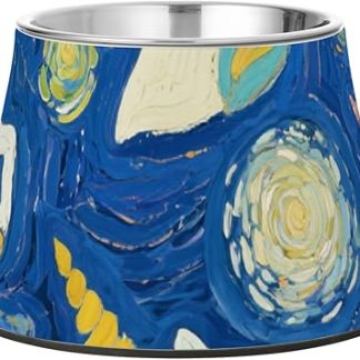 Картина маслом, единороги, синие животные, миска для еды, нескользящая миска из нержавеющей стали, миска для корма для собак среднего размера, усы, усталость, plato para gatos