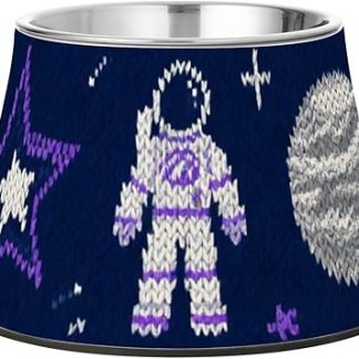 Фиолетовая шелковая миска для корма и воды для собак «Космос», нескользящая, из нержавеющей стали, для любимых питомцев, для снятия усталости и раздражения.