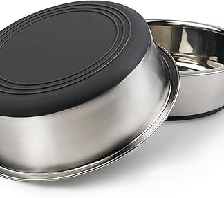 Миска для собак из нержавеющей стали с функцией предотвращения опрокидывания.