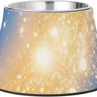 Сине-золотая романтическая миска для корма для собак «Звездная вселенная» из нержавеющей стали, нескользящая миска для корма для кошек средних пород, миска для корма для собак «Whiskers Relief»