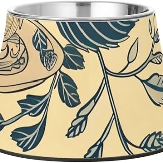Миска для корма для домашних животных Coffee Tea Leaf бежево-голубого цвета с подставкой, из нержавеющей стали, металлическая, для собак, кошек, кроликов и птиц. Удобная миска для кормления.