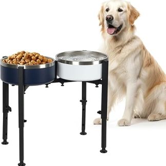 Миска для собаки на возвышении, подставка для миски для собаки на возвышении, регулируемая по высоте и ширине подставка для миски для собаки, миски для собак на возвышении, металлическая миска для собачьего корма