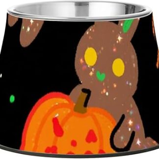 Счастливого Хэллоуина! Миска для корма для собак в виде кролика и тыквы с подставкой. Миски для кошачьего корма из нержавеющей стали для медленного кормления кошек. Удобная миска для кормления собак.