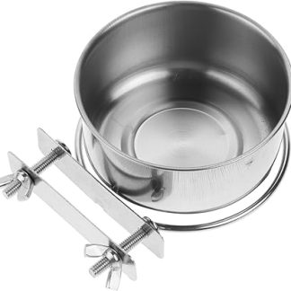 Подвесная миска для собак Toyvian с держателем из нержавеющей стали для клетки, полка-кормушка для корма и воды для крупных пород, настенная кормушка с защитой от проливания для собак и кошек.