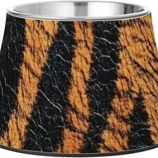 Миска для домашних животных из кожи тигра с текстурой под кожу, модернизированная подставка для миски из нержавеющей стали для мелких животных, рельефные усы, platos para perros