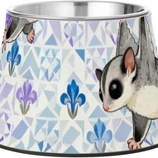Polatouche Animal Gray Dogs Water Bowl Non-Slip Stainless Steel Cats Food Bowl for Small Animals Comfortable Feeding Plato para perros para comer lento
