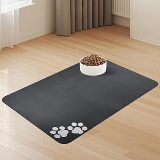 Противоскользящий коврик для миски для собак, 60 x 40 см, нескользящий, для собак, кошек и собак, быстросохнущий, серый.