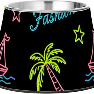 Миска для корма и воды для собак Black Boat Coconut Tree, модернизированная, из нержавеющей стали, для средних собак. Миска для собак Whiskers Relief Comederos Para Perros.