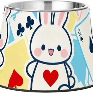 Мультяшная милая миска для кормления собак в виде кролика, приподнятая миска из нержавеющей стали для кошек и маленьких собак, удобная для кормления.