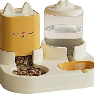 Кормушка и поилка для кошек, диспенсер для корма для домашних животных, симпатичный вместительный контейнер для корма с поилкой - автоматические двойные миски для кормления домашних животных, станция для кормления.