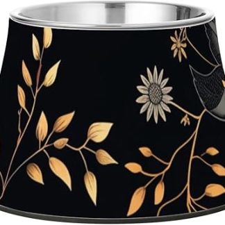 Элегантные цветочные миски для собак в черно-красных тонах из нержавеющей стали, предназначенные для маленьких питомцев, для медленного приема пищи.