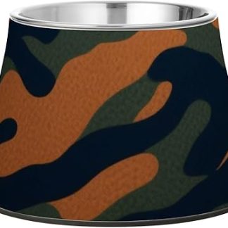 Камуфляжная черно-зеленая миска для корма для домашних животных Khahi с подставкой из нержавеющей стали. Простые миски для собак, кошек, кроликов и птиц. Platos Para Perros (Миска для корма для собак).